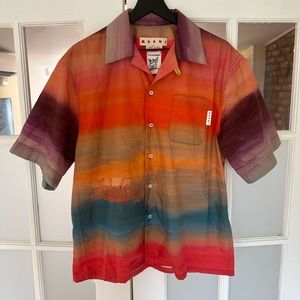 Marni Watercolor Stripe Camp Shirt